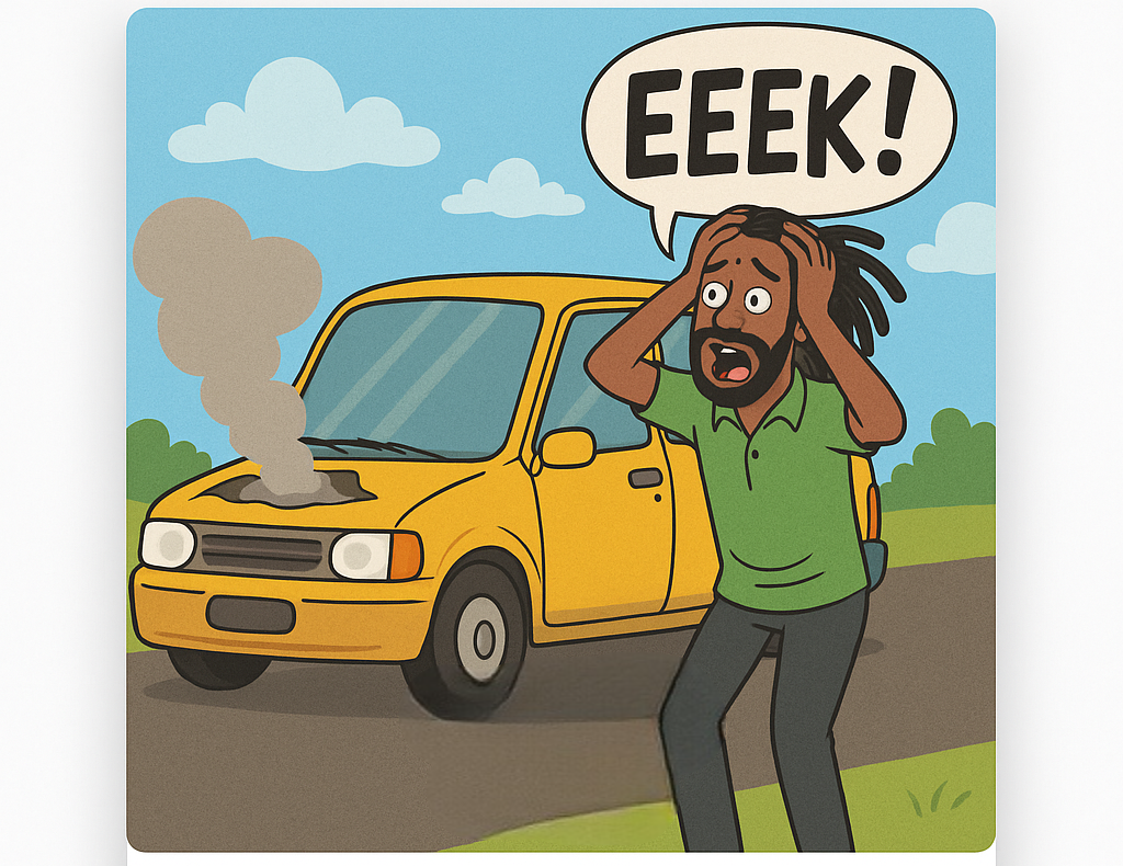 Eeek! Broken car illustration